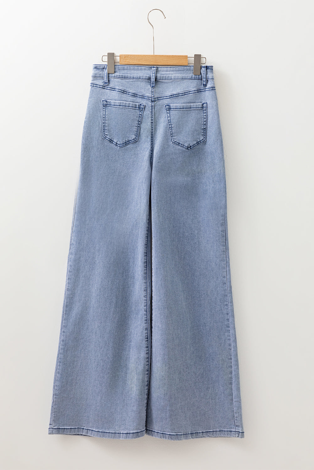 Beau Blue High Waist Button Zip Fly Bell Bottom Jeans - Damesmode Afbeelding 4