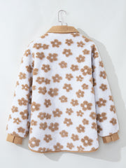 Chaqueta de forro polar beige francés claro con un patrón floral adorable - Miniatuur