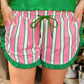 Rosa Streifen-Kontrast-Rüschenshorts - Foto 2