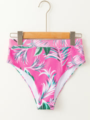 Rose Tropical Print Textured Bikini Bottoms - Miniatuur