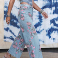 Sky Blue Garden Floral Print Bootcut Jeans - Foto 4