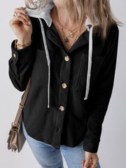 Tasche nere con cappuccio con cordino a coste Shacket - Moda femminile Immagine 1 - Miniatuur