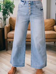 Beau Blue Multi-knappar med vida ben – Dammode Bild 1 - Miniatuur