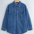 Sail Blue Western Patch Pockets Tunika laang Äerm Denim Shirt - Foto 6