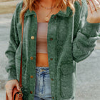Green Vintage Washed Flap Pocket Button Shacket - Thumbnail