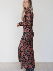 Robe décontractée en maille décontractée à manches longues à imprimé rétro noir - Image de mode féminine 5 - Miniatuur