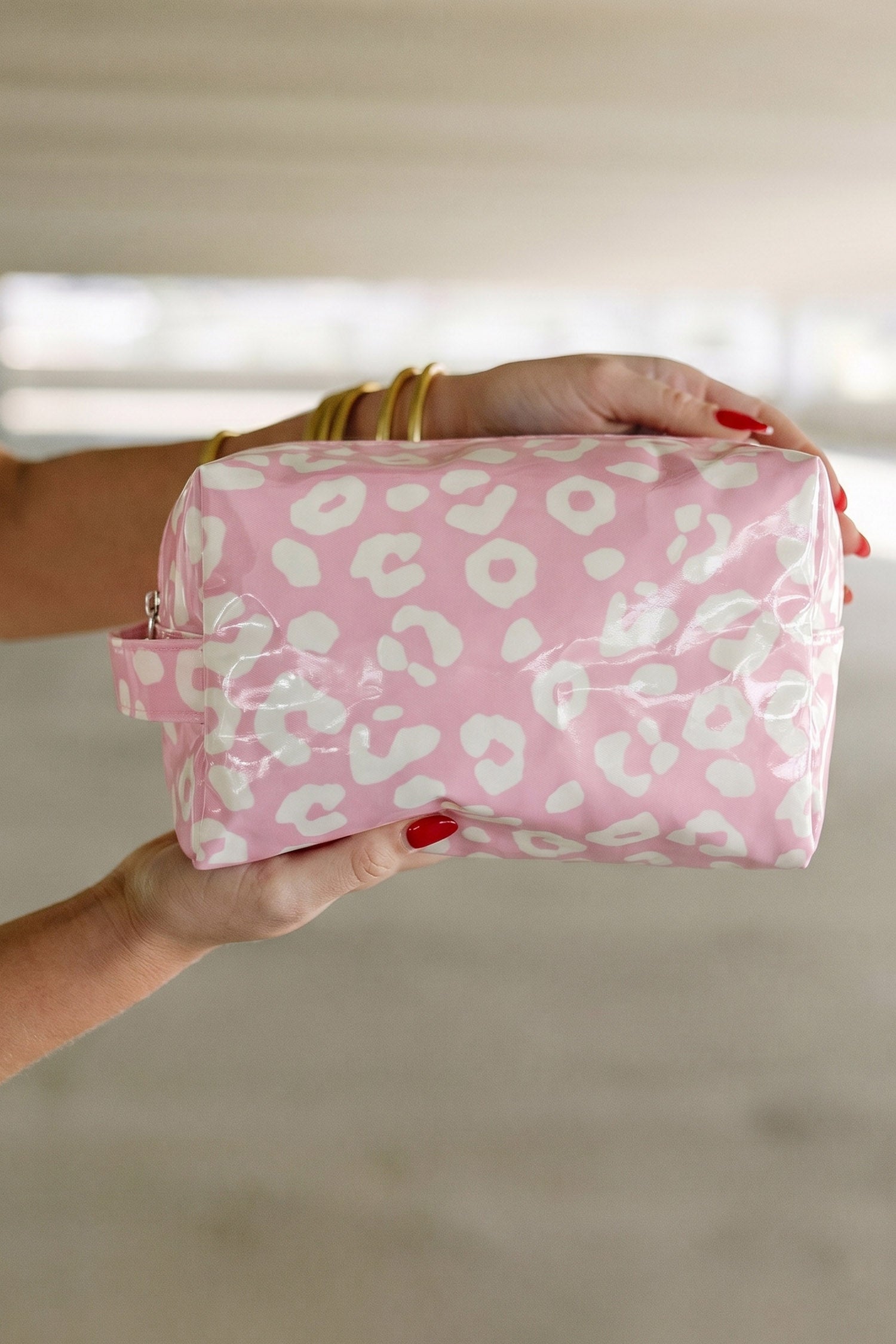 Blackish Green Leopard Print PVC Travel Makeup Organizer Cosmetic Bag - Damesmode Afbeelding 5