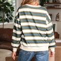 Khaki Stripe Crew Neck Drop Shoulder Sweatover Sweatshirt - Foto 2