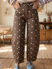 Blau maßgeschneiderte Polka-Punkt-Print Casual Jeans – Damenmode Bild 7 - Miniatuur