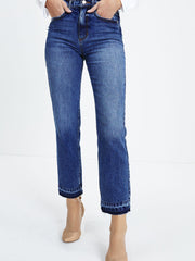 Himmelblaue Schnurrhaar-Wash mit rohem Saum geschnittener Jeans - Miniatuur