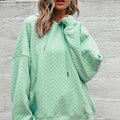 Moonlight Jade Cable Textured Baggy Solid Hoodie - Foto 6