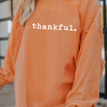 Orangefarbener Thanksgiving-Pullover mit Ribbenausschnitt - Foto 1