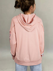 Sweatshirt Floral Patchwork Floral Side Slit Hoodie - Miniatuur