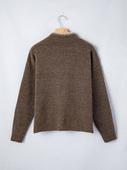 Chicory Coffee Floral Print High Neck Long Sleeve Sweater - Miniatuur