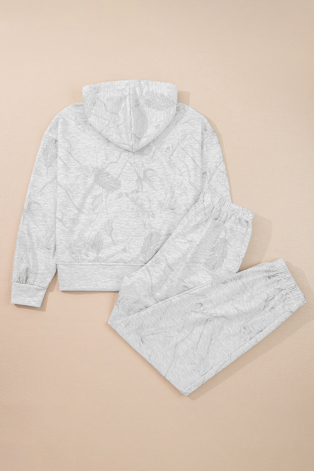 Grigio chiaro, felpa a maniche larghe a maniche adrop, cintura elastica 2 pezzi Set pantaloni