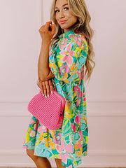 Robe babydoll à manches bouffantes verte à manches bouffantes - Miniatuur
