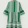 Gréng Boho Ethnesch Print Hallefknäppchen 3/4 Ärmel Casual Kleed - Foto 5