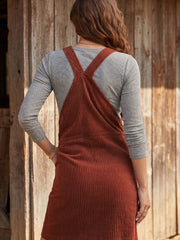 Vestido de bolso sem mangas com fecho e veludo de barro canelado com fecho e bainha - Miniatuur