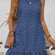 Blauw Stippenpatroon met Ruches Hem Mouwloos Spijkerstof Mini Jurk