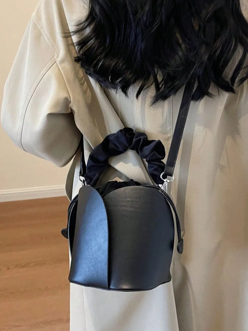 PU Leather Drawstring Bucket Bag - Detail