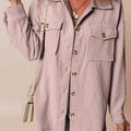Light Pink Corduroy Flap Pocket Button Up Shacket - Foto 1
