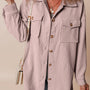 Shacket con tasca con patta in velluto rosa chiaro