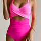 Monokini rosa bicolor con recorte cruzado sin espalda