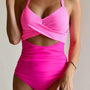 Monokini rosa bicolore con ritaglio incrociato senza schiena