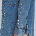 Sail Blue Rivet Embellished Western Style Regular Fit Long Sleeve Denim Jacket - Foto 5