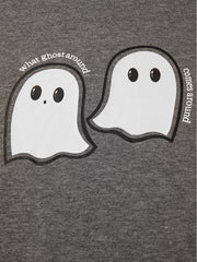 Felpa Ghost Stampata Halloween Grigio Scuro Spalancata Oversize - Miniatuur