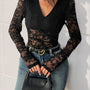 Lace Long Sleeve V-Neck Bodysuit