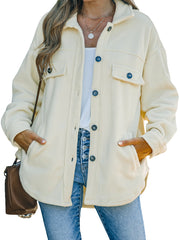 Giacca camicia beige con colletto abbassato - Immagine Moda Femminile 7 - Miniatuur