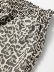 Brown Leopard Print Raw Hem Elastic Waist Loose Pull On Jeans - Damesmode Afbeelding 7 - Miniatuur