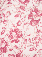 Pantalon en jean en denim rose à motif floral vintage - Miniatuur