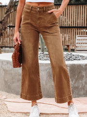 Ashleigh Blue Cropped High Rise Wide Leg Jeans - Damesmode Afbeelding 4 - Miniatuur