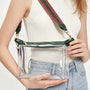 Blackish Groen met Contrasterende Bies Zipped Transparent PVC Single Elegante Schoudertas