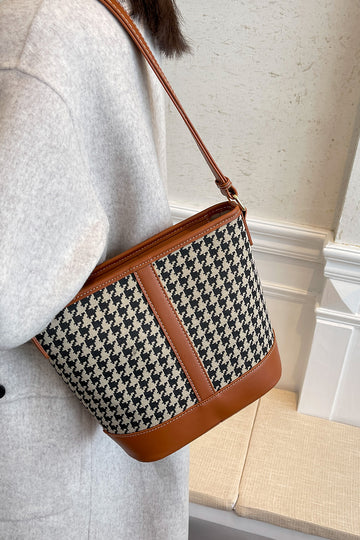 Houndstooth PU Leather Shoulder Bag - Detail