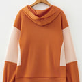 Gold Flame Contrast-Farbe, gerippter Patchwork-Hoodie mit gekreuztem Pullover-Neck - Foto 6