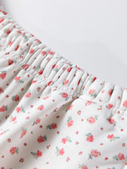 Pink Floral Print Kangaroo Pocket Hoodie Sheath Sweatpants Set - Miniatuur