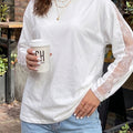 Camiseta de manga larga de encaje blanco con escote redondo - Foto 1