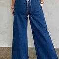 Sail Blue Hardware Decor Gepatchte Taschen Weit beinte Jeanshosen - Foto 2