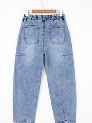 Myosotis Large Patch Pocket Drawstring Paperbag Waist Barrel Jeans - Miniatuur