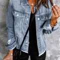 Veste en jean veste en jean à revers bleu ciel usée - Foto 1
