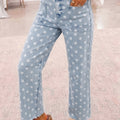 Jeans casual slim fit rosa a pois - Foto 4