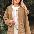 Veste en patchwork en velour côtelé beige français clair, bouffante, avec de grandes poches - Foto 1