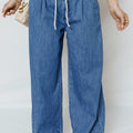 Dämmerblaue Schnürung Pull-on Wide Legs Jeans - Foto 3