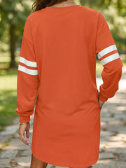 Schwarzes Varsity Contrast-Sleeve-Shift-Sweatshirt-Kleid – Damesmode Afbeelding 5 - Miniatuur