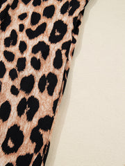 Abito midi fluido con stampa leopardata marrone, dettagli sfumati - Damesmode Afbeelding 8 - Miniatuur
