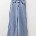 Beau Blue High Waist Button Zip Fly Bell Bottom Jeans - Damesmode Afbeelding 3 - Foto 3