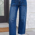 Black Frayed Cropped Barrel Jeans - Damesmode Afbeelding 4 - Foto 4